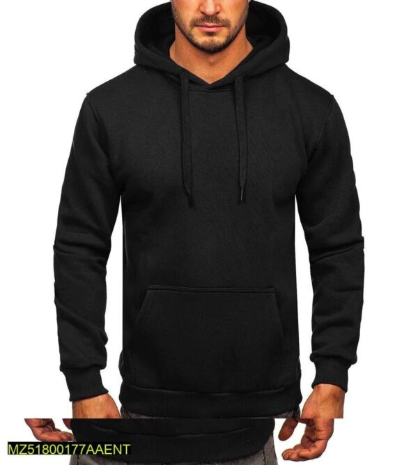 Black Plain Hoodie - Image 2