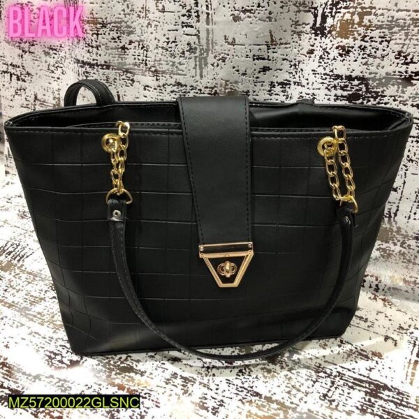 LEATHER TEXTURE TOP HANDLE BAG