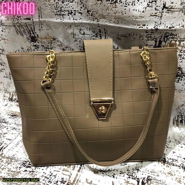 LEATHER TEXTURE TOP HANDLE BAG - Image 7