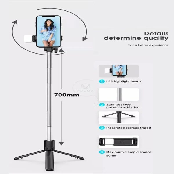 SELFIE STICK WITH LED TRIPOD STAND - Image 3